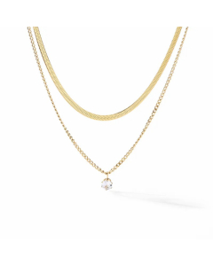 Simple Style Commute Solid Color Titanium Steel Beaded Plating 18K Gold Plated Layered Necklaces Pendant Necklace