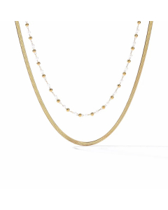 Commute Solid Color Titanium Steel Beaded Plating 18K Gold Plated Layered Necklaces Pendant Necklace