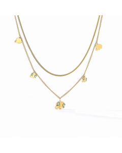 Simple Style Commute Elephant Titanium Steel Plating Inlay Turquoise 18K Gold Plated Pendant Necklace