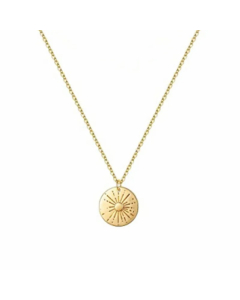 Retro Simple Style Sun Stainless Steel Plating Carving 18K Gold Plated Pendant Necklace