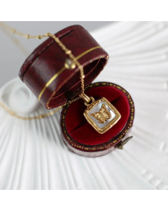 Retro Butterfly Stainless Steel Plating Inlay Shell 18K Gold Plated Pendant Necklace