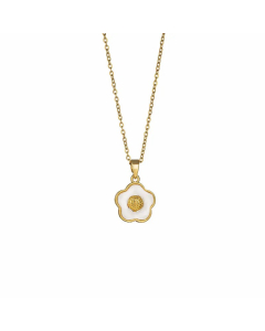Cute Sweet Rabbit Letter Flower Titanium Steel Copper Enamel Plating Inlay Zircon Pendant Necklace