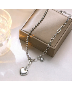 Hip-Hop Heart Shape Titanium Steel Polishing Long Necklace
