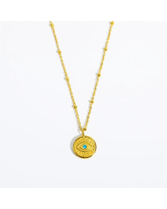 Hip-Hop Retro Simple Style Sun Devil'S Eye Heart Shape Stainless Steel Plating Inlay Zircon 18K Gold Plated Pendant Necklace