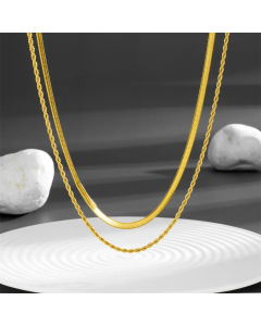Glam Simple Style Twist Titanium Steel Plating 18K Gold Plated Layered Necklaces