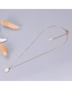 Sweet Daisy Titanium Steel Plating Inlay Zircon Pendant Necklace