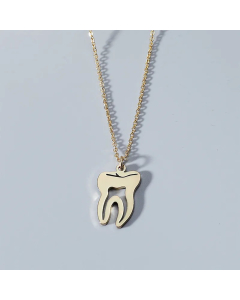 Gold Color Teeth Titanium Steel Plating Hollow Out Gold Plated Pendant Necklace Long Necklace