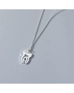 Steel Color Teeth Titanium Steel Plating Hollow Out Gold Plated Pendant Necklace Long Necklace