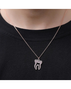 Simple Style Teeth Titanium Steel Plating Hollow Out Gold Plated Pendant Necklace Long Necklace
