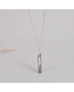 Steel Color Square Titanium Steel Plating Gold Plated Pendant Necklace Long Necklace