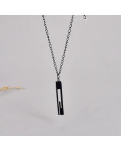 Black Square Titanium Steel Plating Gold Plated Pendant Necklace Long Necklace
