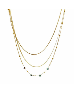 Sweet Simple Style Star Stainless Steel Natural Stone Layered Polishing Plating Gold Plated Layered Necklaces