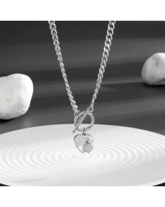 Steel Color Heart Shape Titanium Steel Plating Inlay Shell 18K Gold Plated Pendant Necklace