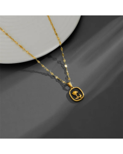 Hip-Hop Vintage Style Flower Titanium Steel Enamel Plating Inlay Zircon 18K Gold Plated Pendant Necklace
