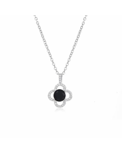 Fashion Flower Stainless Steel Inlay Rhinestones Necklace
