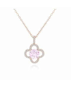 Fashion Flower Stainless Steel Inlay Rhinestones Necklace