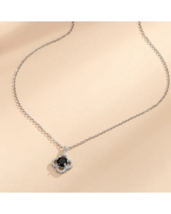 Fashion Flower Stainless Steel Inlay Rhinestones Necklace