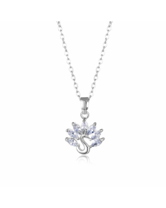 Elegant Animal Peacock Stainless Steel Inlay Zircon Platinum Plated Necklace