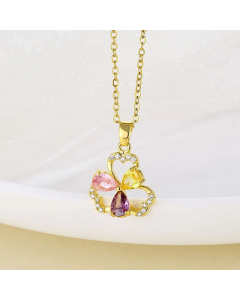 Casual Modern Style Flower Stainless Steel Titanium Steel Plating Hollow Out Inlay Zircon 18K Gold Plated Gold Plated Pendant Necklace