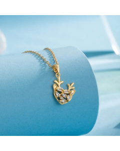 Modern Style Animal Water Droplets Flower Stainless Steel Inlay Zircon Gold Plated Pendant Necklace