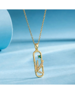 Modern Style Animal Water Droplets Flower Stainless Steel Inlay Zircon Gold Plated Pendant Necklace