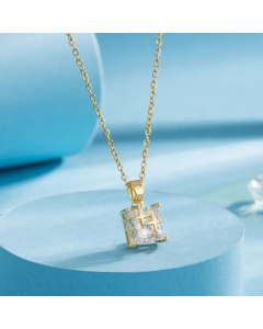 Modern Style Animal Water Droplets Flower Stainless Steel Inlay Zircon Gold Plated Pendant Necklace