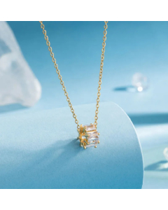 Modern Style Animal Water Droplets Flower Stainless Steel Inlay Zircon Gold Plated Pendant Necklace