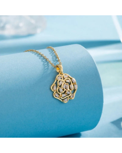 Modern Style Animal Water Droplets Flower Stainless Steel Inlay Zircon Gold Plated Pendant Necklace