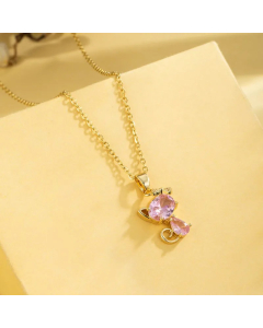Elegant Cross Heart Shape Flower Stainless Steel Plating Inlay Zircon 18K Gold Plated Pendant Necklace