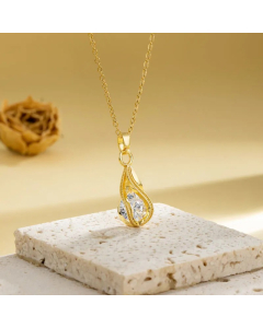 Elegant Cross Heart Shape Flower Stainless Steel Plating Inlay Zircon 18K Gold Plated Pendant Necklace