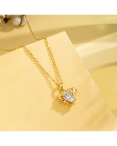Elegant Cross Heart Shape Flower Stainless Steel Plating Inlay Zircon 18K Gold Plated Pendant Necklace