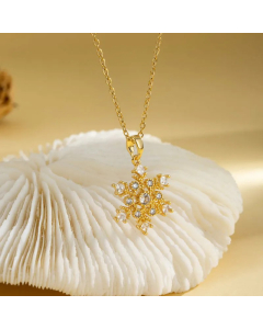 Elegant Cross Heart Shape Flower Stainless Steel Plating Inlay Zircon 18K Gold Plated Pendant Necklace