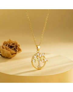 Elegant Cross Heart Shape Flower Stainless Steel Plating Inlay Zircon 18K Gold Plated Pendant Necklace