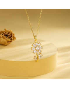 Elegant Cross Heart Shape Flower Stainless Steel Plating Inlay Zircon 18K Gold Plated Pendant Necklace