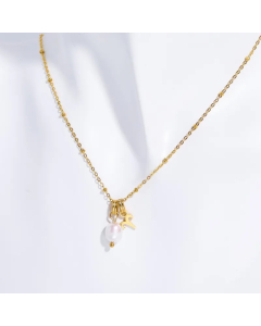 Simple Style Constellation Stainless Steel Pearl Plating Pendant Necklace