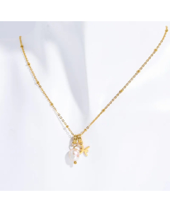 Simple Style Constellation Stainless Steel Pearl Plating Pendant Necklace