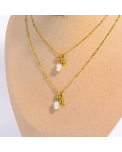 Vintage Style Simple Style Constellation Stainless Steel Titanium Steel Pearl Plating Hollow Out 18K Gold Plated Pendant Necklace