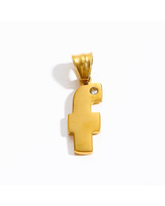 Letter f Stainless Steel Plating Inlay Zircon 18K Gold Plated Necklace Pendant