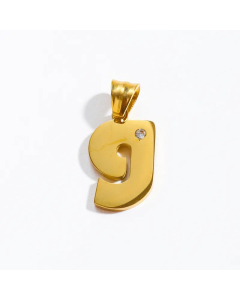 Letter g Stainless Steel Plating Inlay Zircon 18K Gold Plated Necklace Pendant