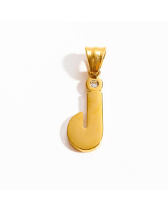 Letter j Stainless Steel Plating Inlay Zircon 18K Gold Plated Necklace Pendant