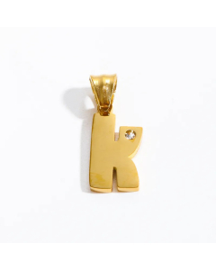 Letter k Stainless Steel Plating Inlay Zircon 18K Gold Plated Necklace Pendant