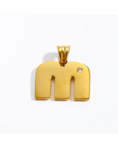 Letter m Stainless Steel Plating Inlay Zircon 18K Gold Plated Necklace Pendant