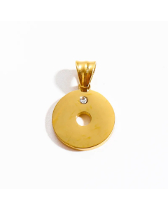 Letter o Stainless Steel Plating Inlay Zircon 18K Gold Plated Necklace Pendant