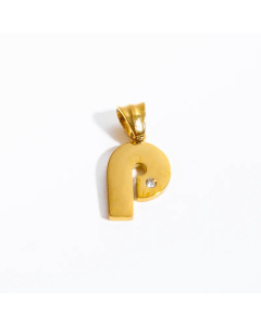 Letter p Stainless Steel Plating Inlay Zircon 18K Gold Plated Necklace Pendant