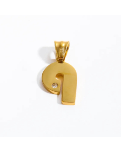 Letter q Stainless Steel Plating Inlay Zircon 18K Gold Plated Necklace Pendant