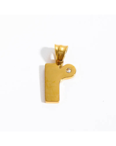 Letter r Stainless Steel Plating Inlay Zircon 18K Gold Plated Necklace Pendant