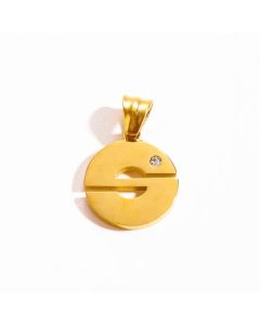 Letter s Stainless Steel Plating Inlay Zircon 18K Gold Plated Necklace Pendant