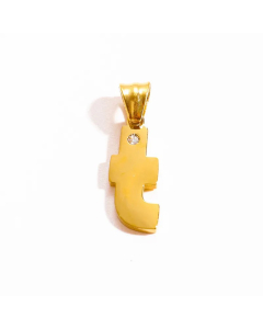 Letter t Stainless Steel Plating Inlay Zircon 18K Gold Plated Necklace Pendant