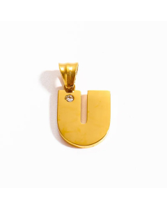 Letter u Stainless Steel Plating Inlay Zircon 18K Gold Plated Necklace Pendant