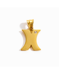 Letter x Stainless Steel Plating Inlay Zircon 18K Gold Plated Necklace Pendant